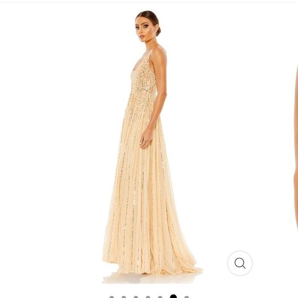 Mac Duggal Gold Maxi Dress - Picture 3 of 12